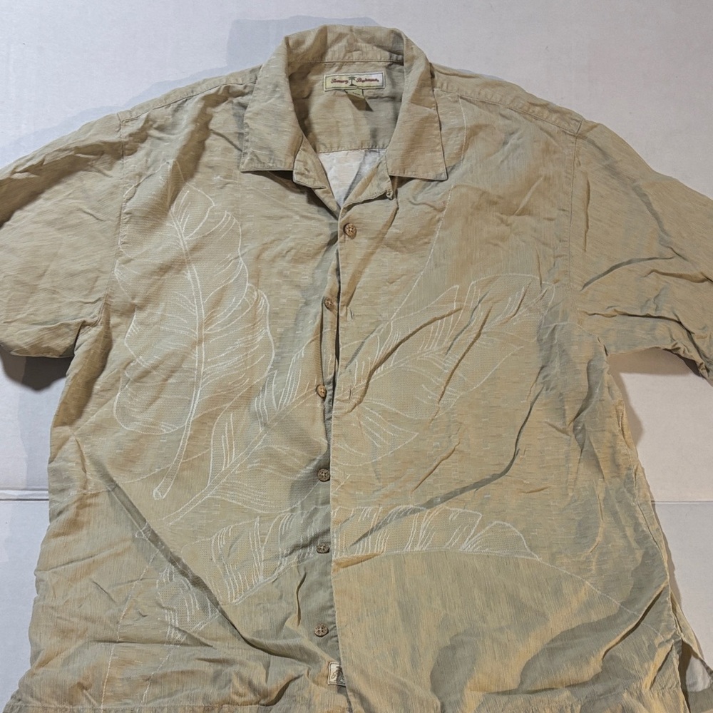 Tommy Bahama Light Tan  Silk  Short Sleeve Shirt